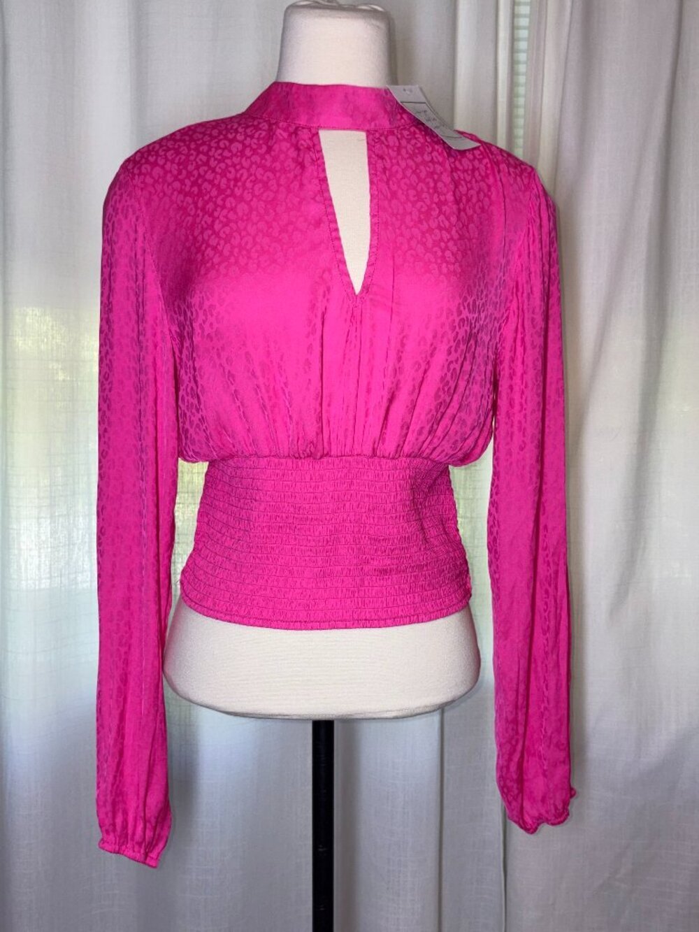 Hot Pink Deep-V Elastic Cuff With Leopard Sheen